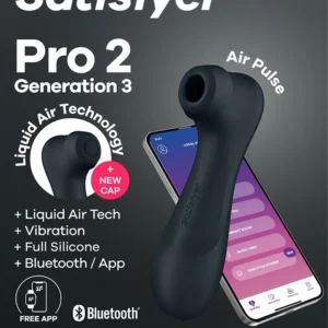 Satisfyer Pro 2 Gen. 3 With Liquid Air & Bluetooth App Black Paineilmavibraattori