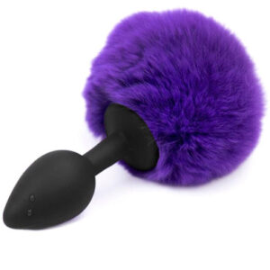 Purple Faux Fur Rabbit Tail With Silicone Plug S Anaalitappi hännällä